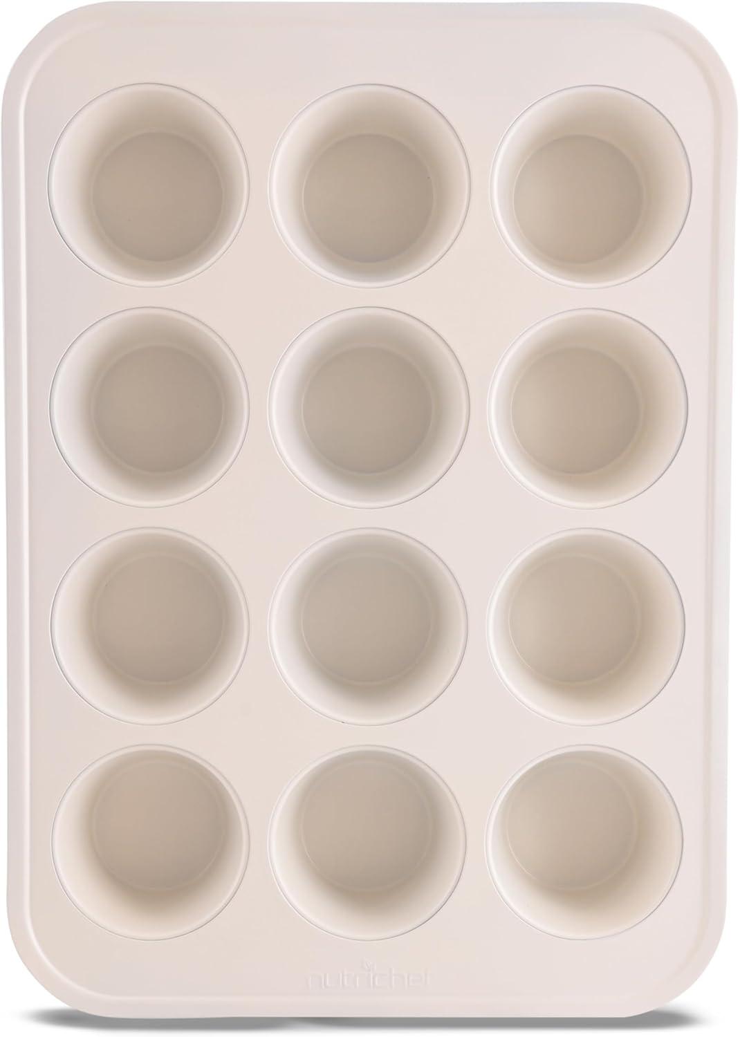 NutriChef 12-cup Ceramic Oven Muffin Pan, Non-Stick Coated Layer Surface