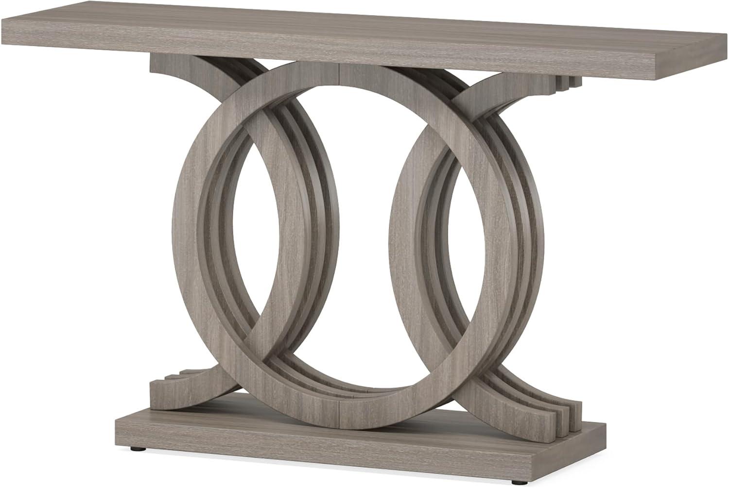 Tribesigns 55" Console Table with Geometric Base, Wooden Entryway Table