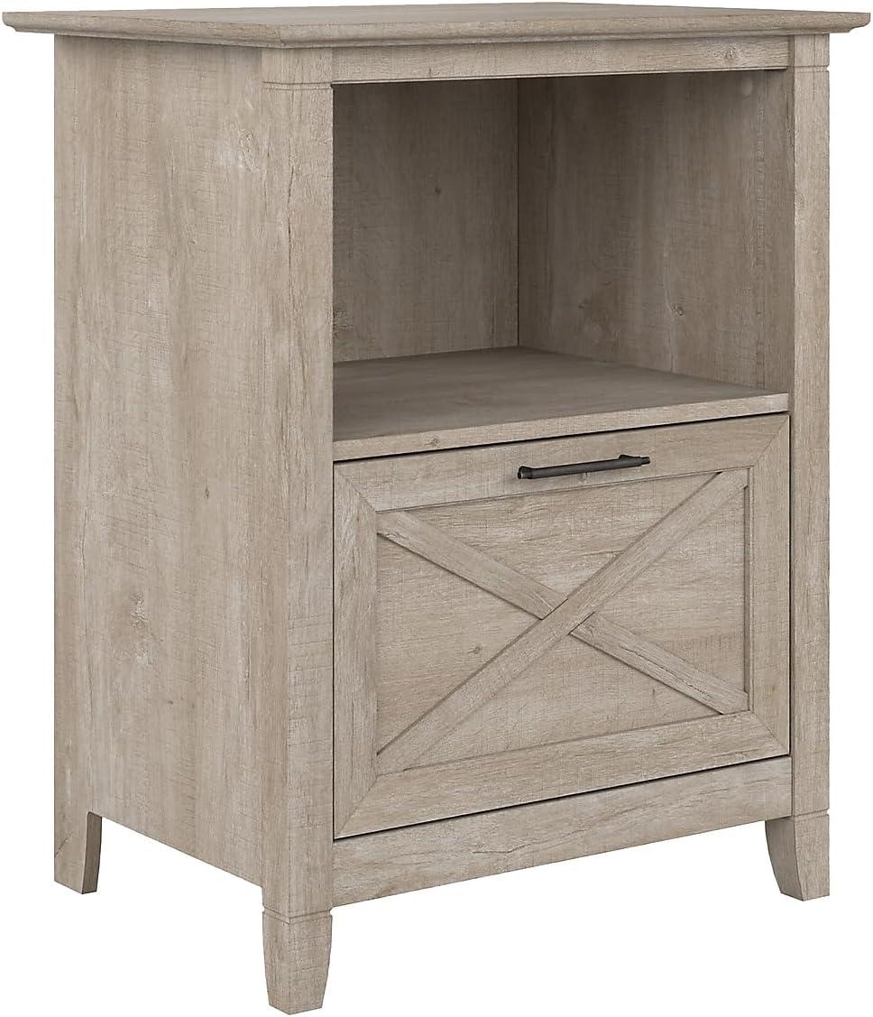 Washed Gray 24-Inch Transitional Lateral File Cabinet with Shelf