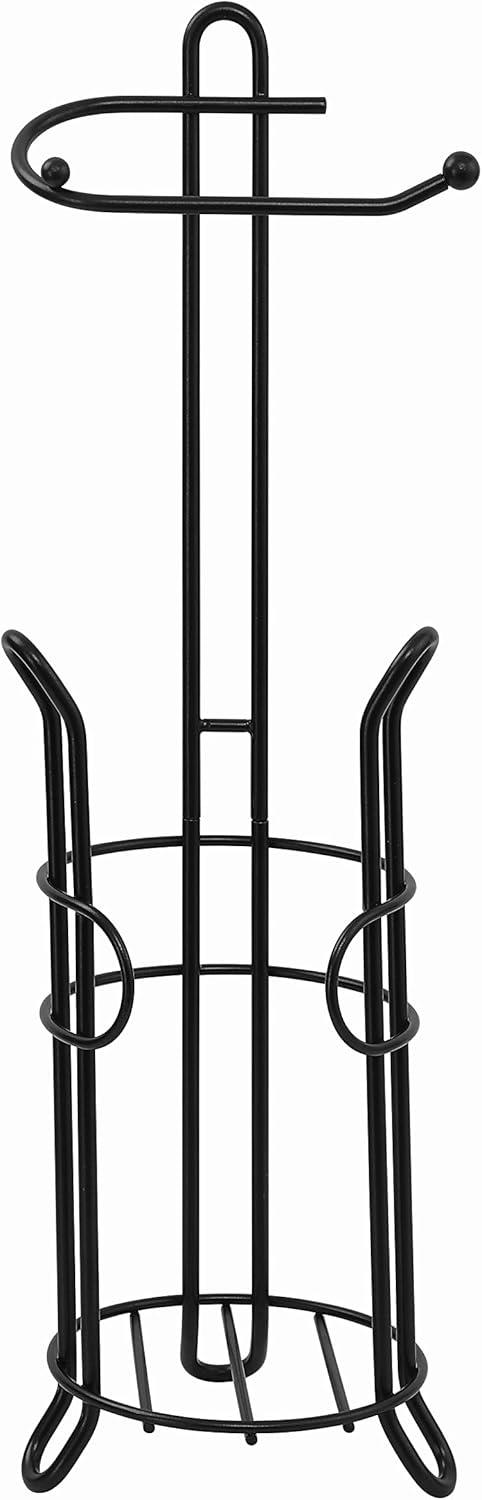 Black Metal Freestanding Toilet Paper Holder with Storage