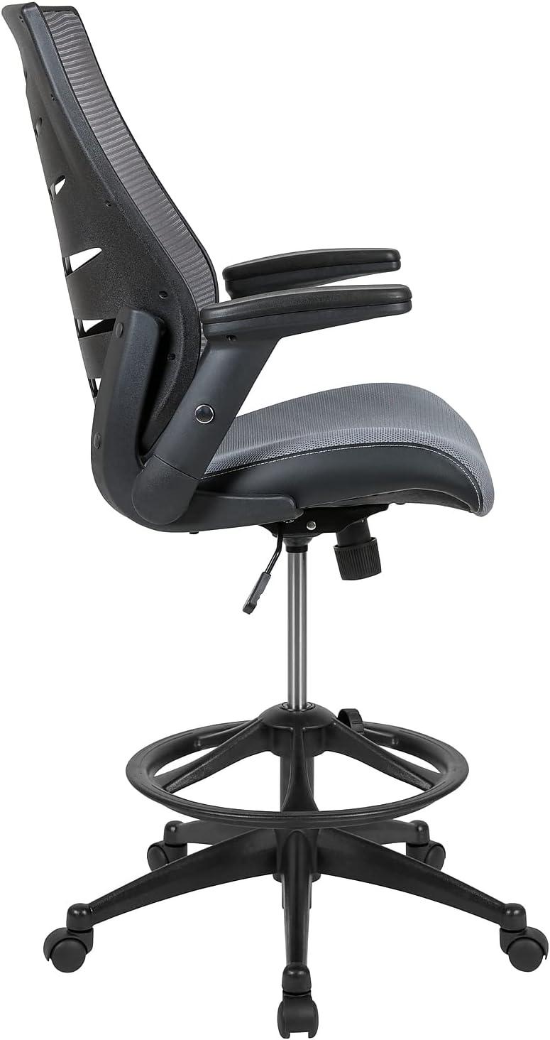 High Back Mesh Spine-Back Ergonomic Drafting Chair with Adjustable Foot Ring
