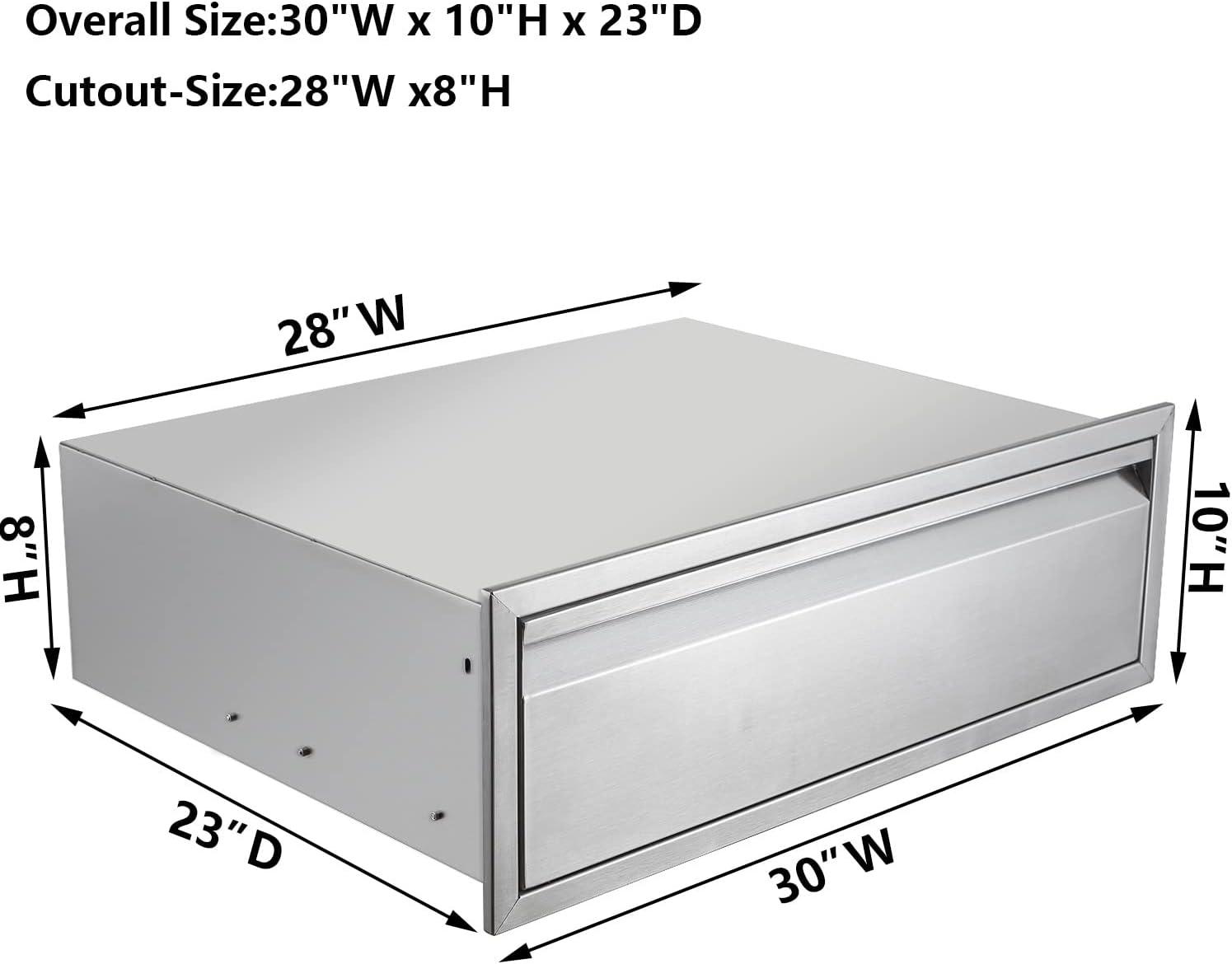 WhizMax Outdoor Kitchen Cabinets with Venting Panel,30x23x10inch,Stainless Steel Drawer Cabinet with Handle for Kitchens or BBQ Patio Grill Station