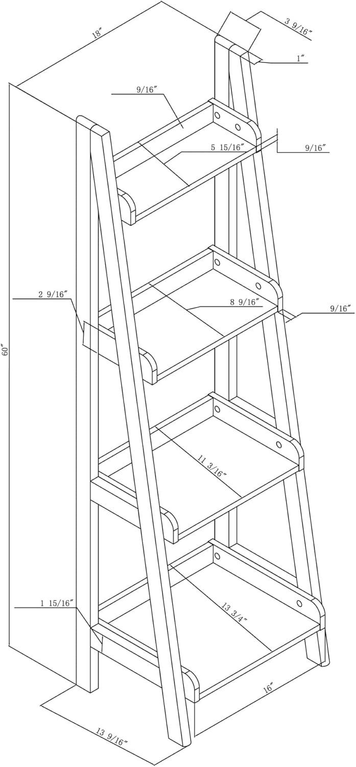 Realspace® 60"H 4-Shelf Narrow Ladder Bookcase, White