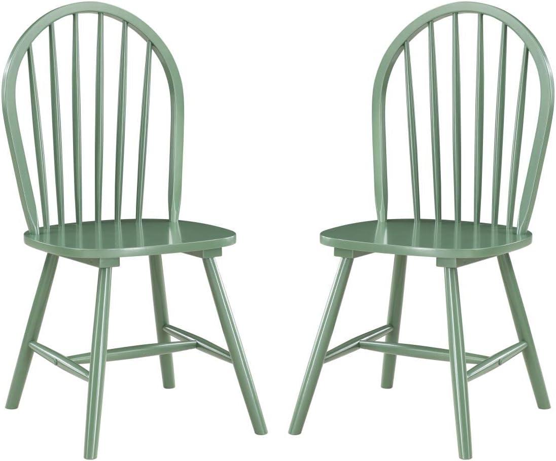 Boraam Carolina Rubberwood Equestrian Green Dining Room Chairs – Set of 2