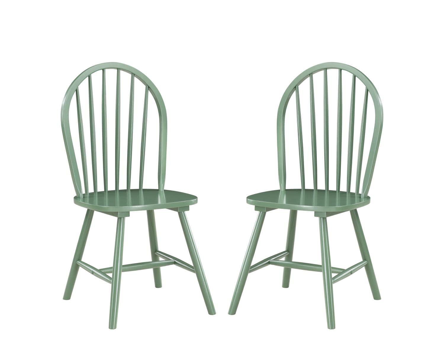 Boraam Carolina Rubberwood Equestrian Green Dining Room Chairs – Set of 2