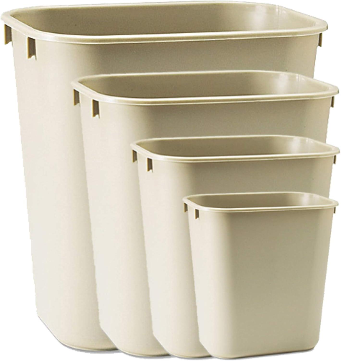 Beige Rectangular Plastic Fire-Resistant Commercial Trash Can