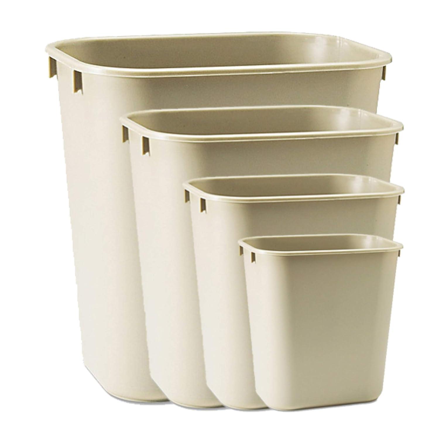 Beige Rectangular Plastic Fire-Resistant Commercial Trash Can