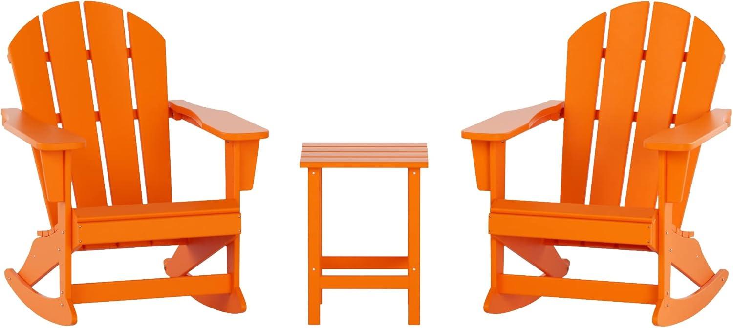 Keller 3 Piece Outdoor Rocking Chair and Table Set in Orange