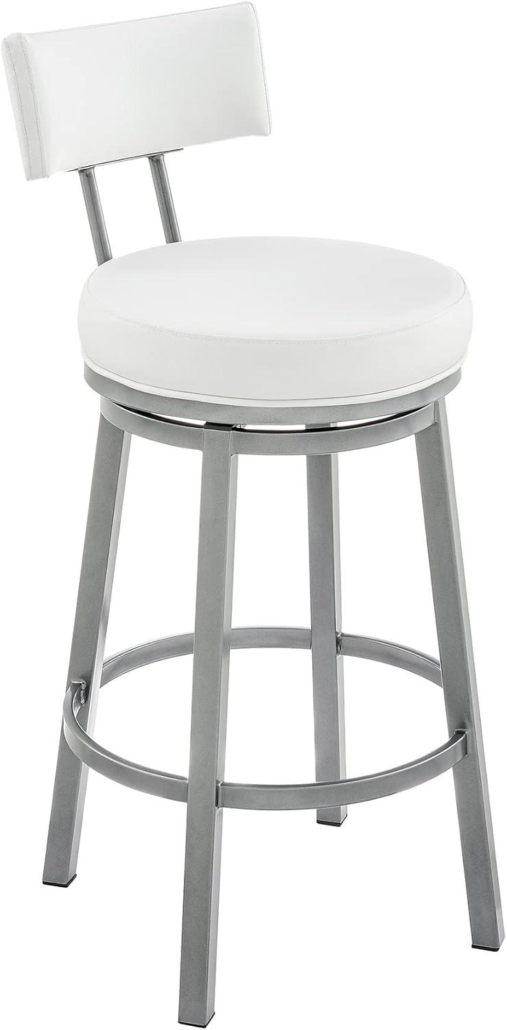 Armen Living Indoor Dalza Swivel Counter Stool in Black Finish with Gray Faux Leather