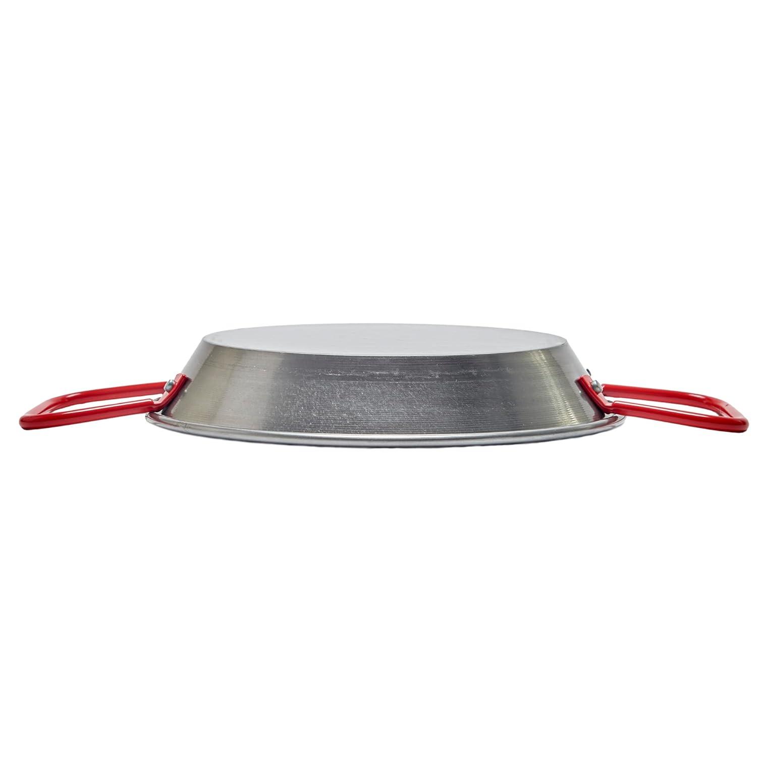 20 cm Polished Carbon Steel Paella Pan with Red Handles