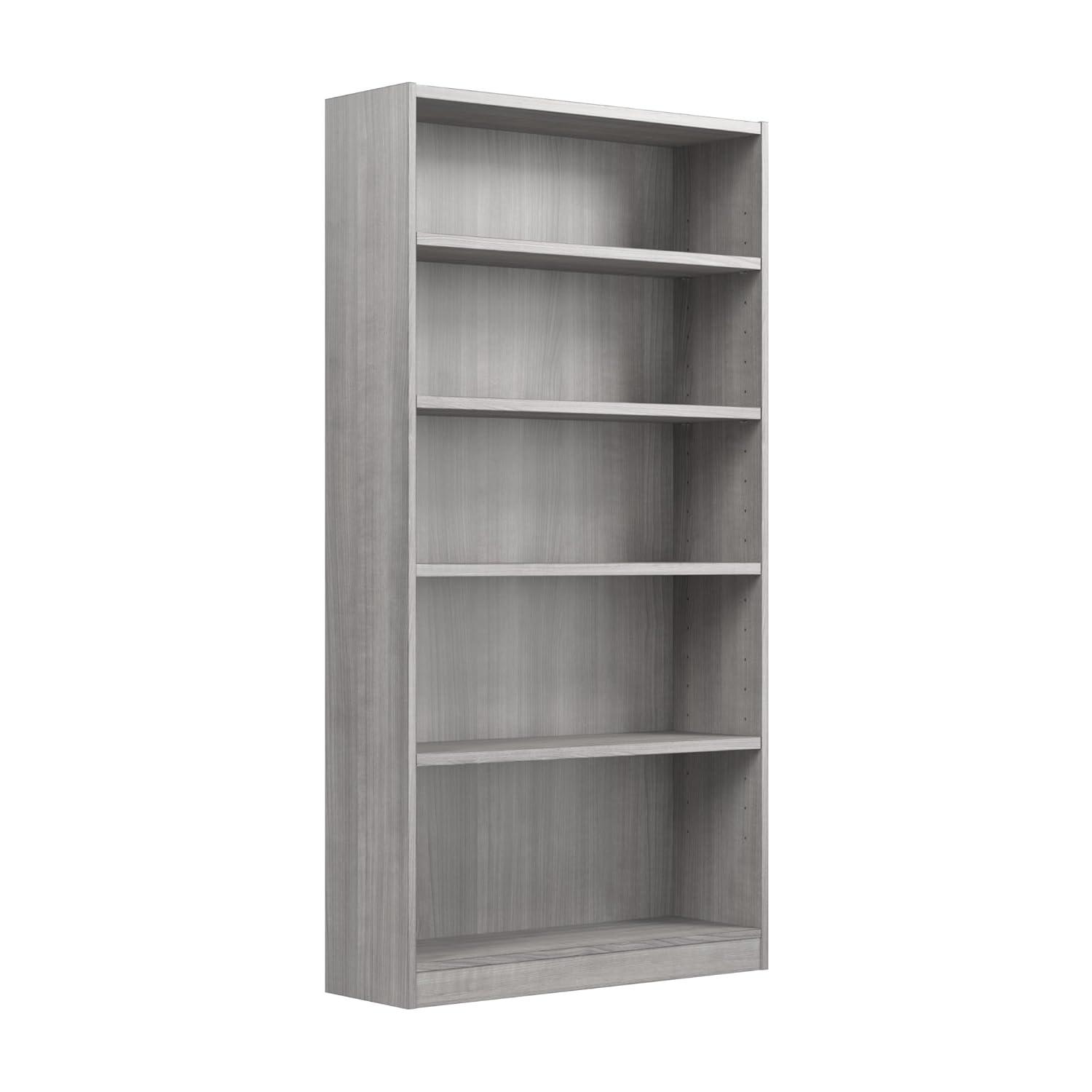 Bowery Hill 5 Shelf Tall Bookcase in Modern Gray - Engineered Wood