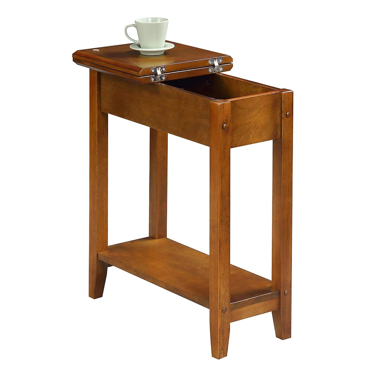 Convenience Concepts American Heritage 24 in. Tall Flip Top End Table, Walnut (Tabletop)