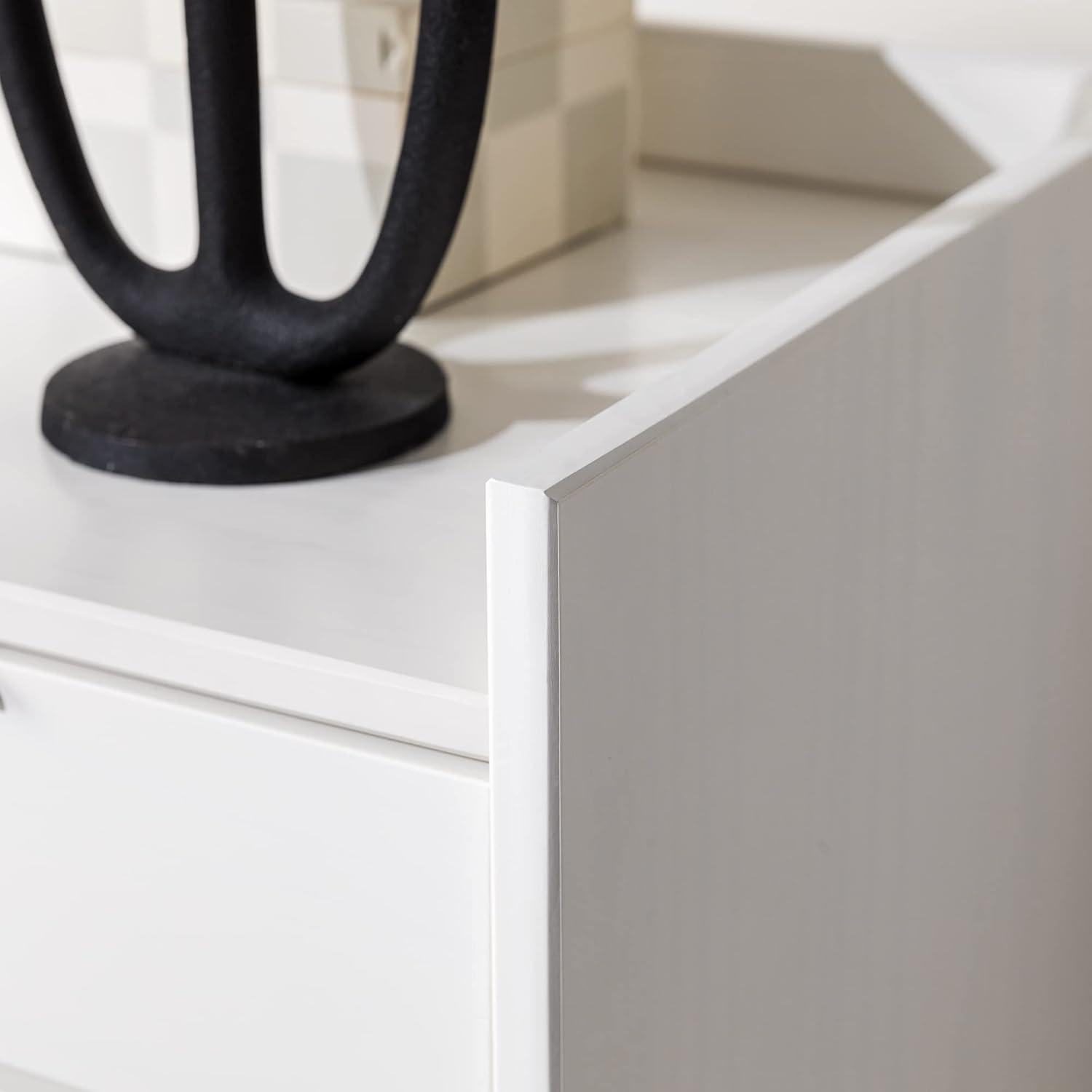 White Solid Wood Mid-Century Modern 6-Drawer Tall Dresser