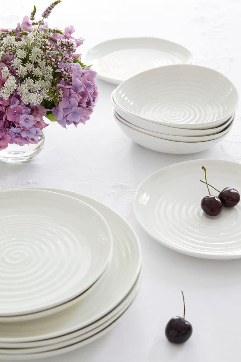 Portmeirion Sophie Conran Coupe Plates, Set of 4, Porcelain Dishes, Dinnerware Plates, Dishwasher Safe