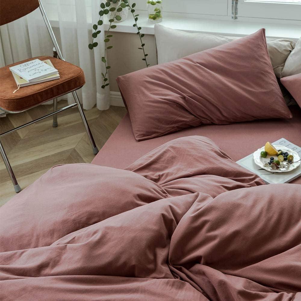 Le Vechtoo Duvet Cover Set, Queen, Brick Red, Jersey Knit Cotton, 100% Cotton, 3 Pieces, Modern Style, Bed Linen107