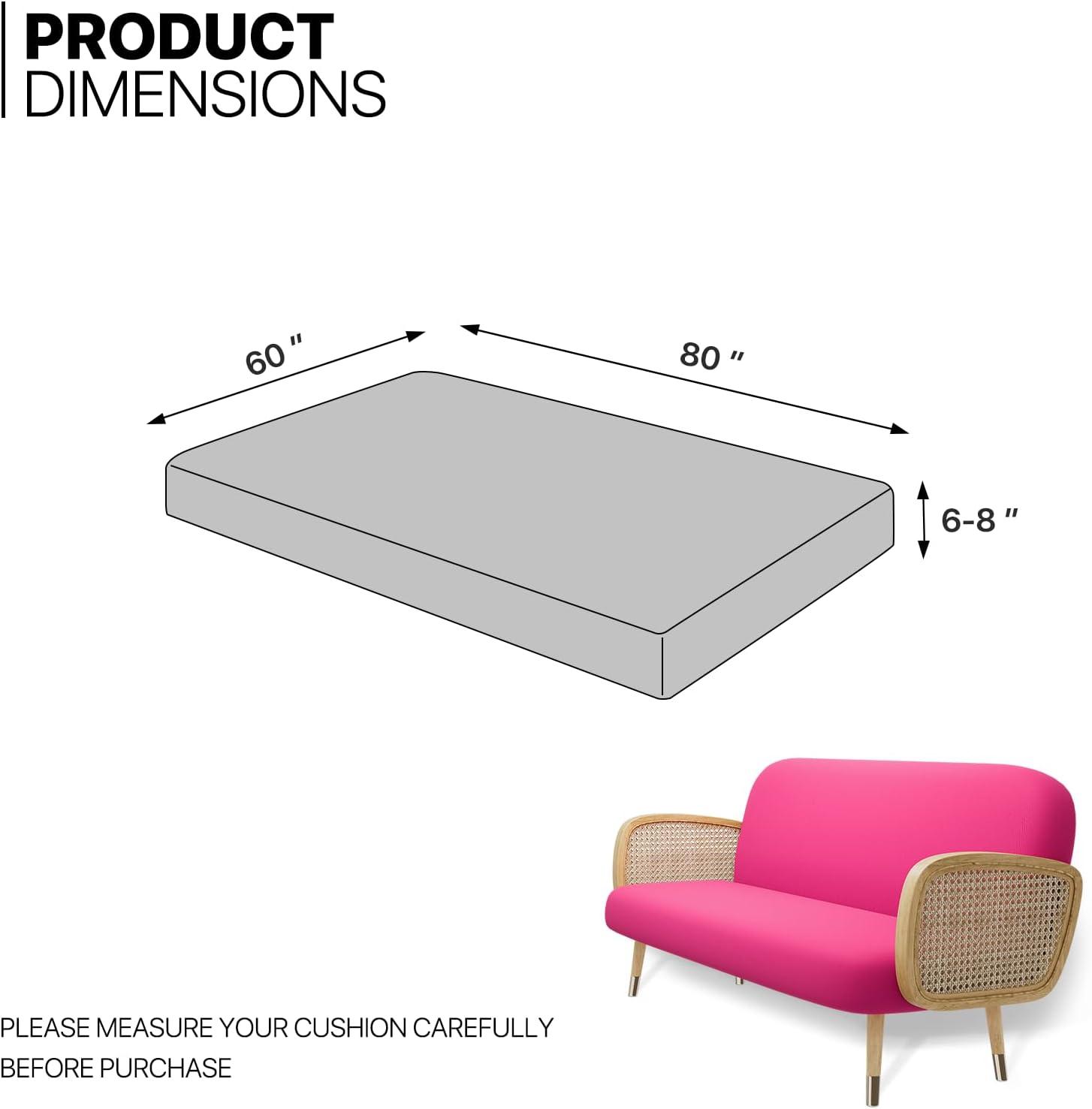 MoNiBloom Solid Futon Cover Slipcover Fit 6"- 8" Futon Mattresses Hot Pink, Queen Size 60x80 Inch