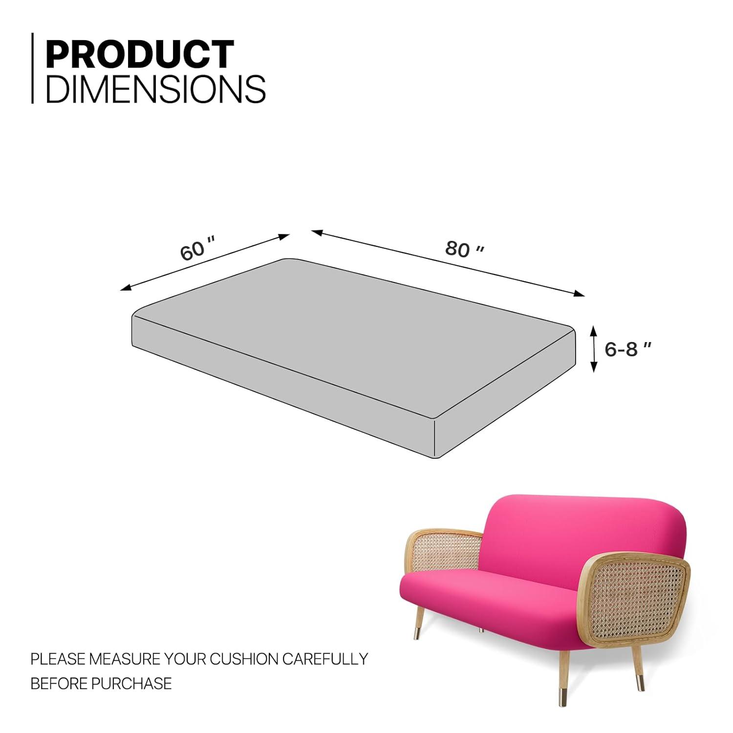MoNiBloom Solid Futon Cover Slipcover Fit 6"- 8" Futon Mattresses Hot Pink, Queen Size 60x80 Inch