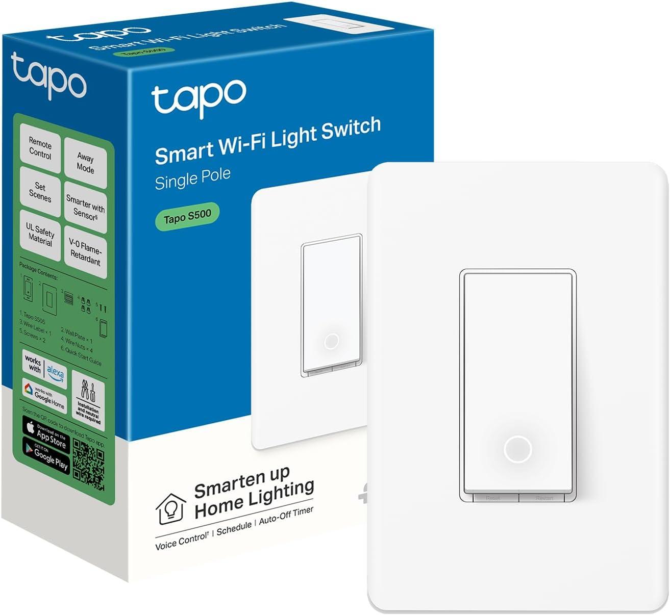 White Smart Wi-Fi Light Switch with Timer and Voice Control