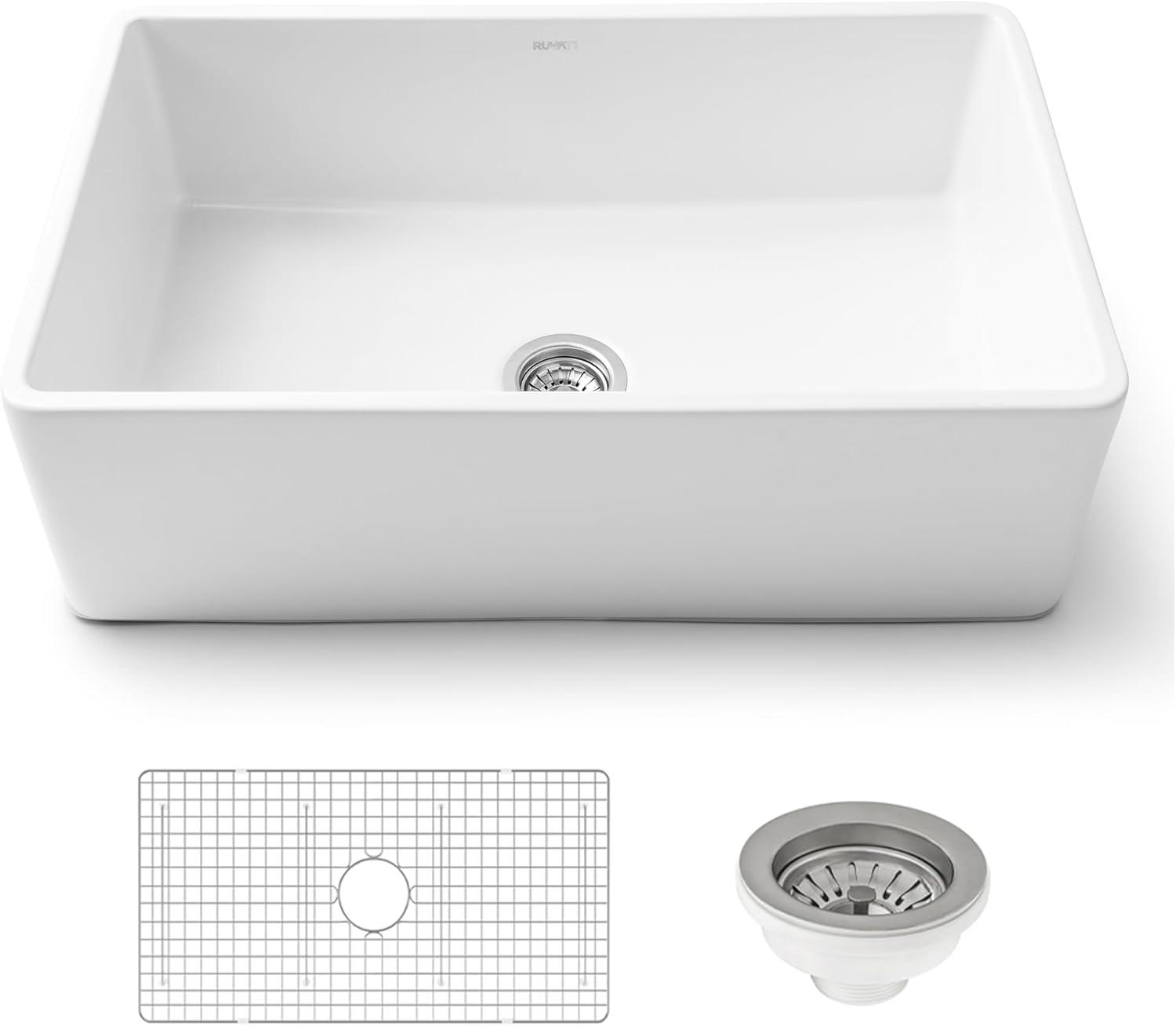 Ruvati 30 x 20 inch Fireclay Reversible Farmhouse Apron-Front Kitchen Sink