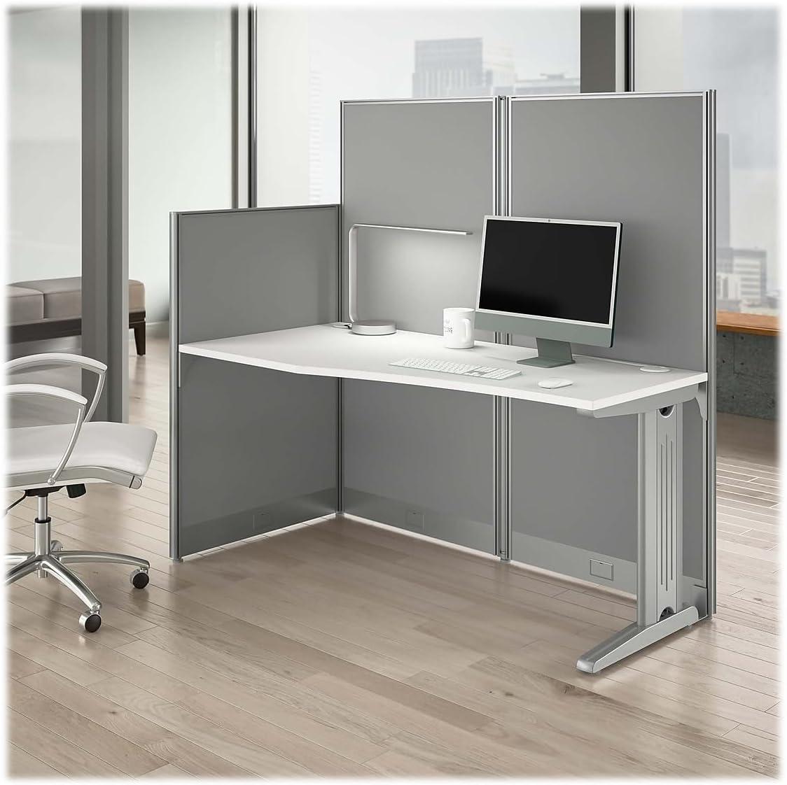 Office In An Hour L-Shaped 1 Person Cubicle with Cable Management