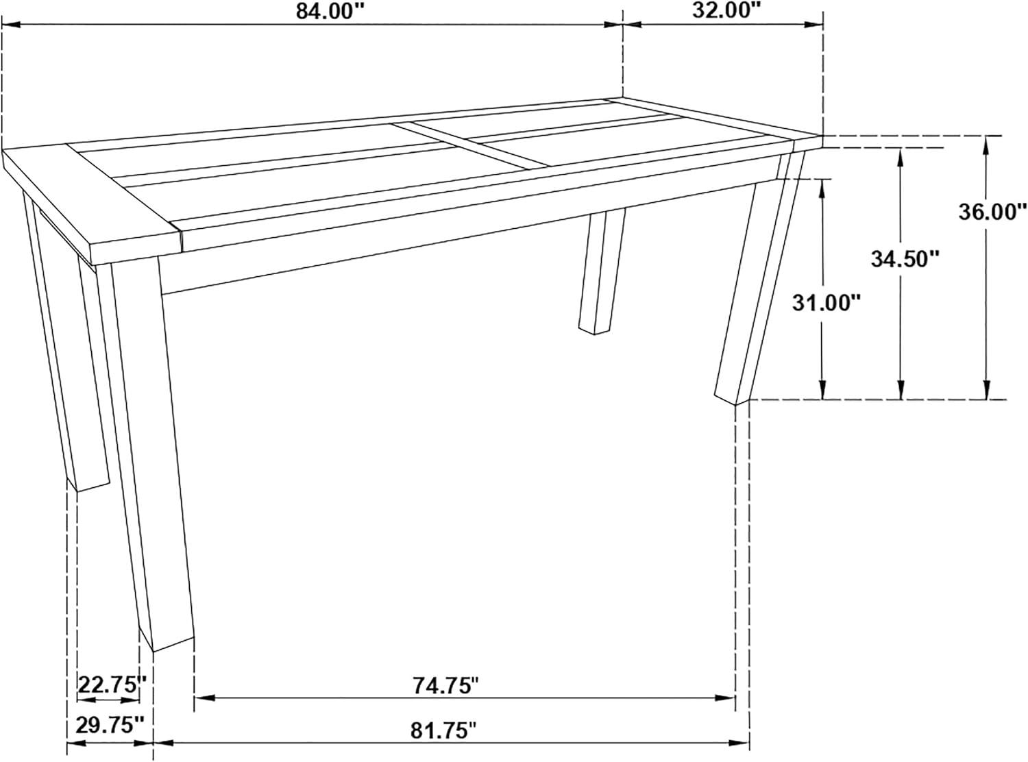 Coaster Company Coleman 83.75 in Rectangle Dining Table, Golden Brown