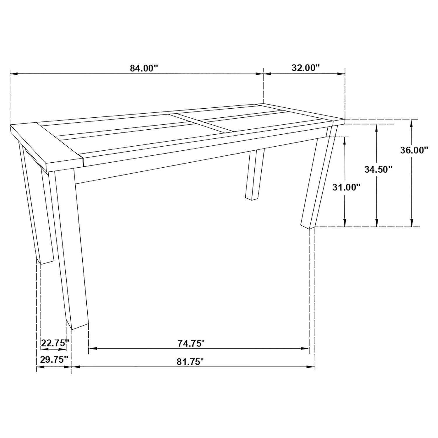 Coaster Company Coleman 83.75 in Rectangle Dining Table, Golden Brown
