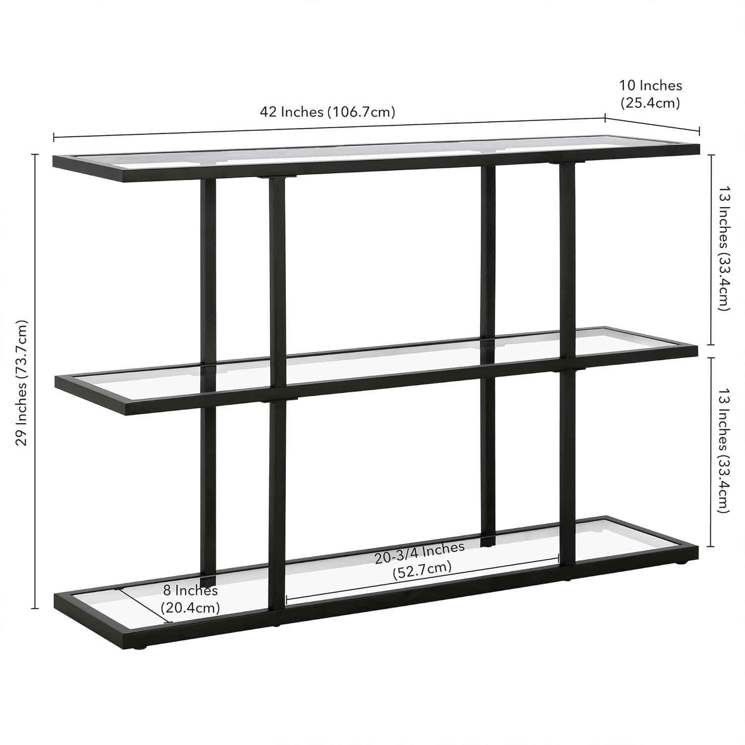Evelyn&Zoe Yeardley 42" Wide Rectangular Console Table, Blackened Bronze