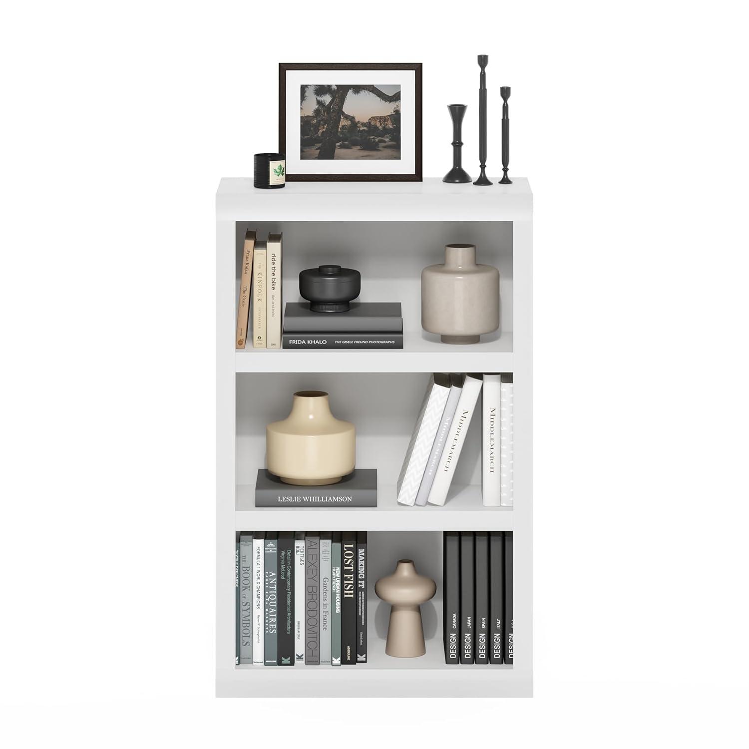 Furinno Rail 3-Tier Open Shelf Bookcase, White
