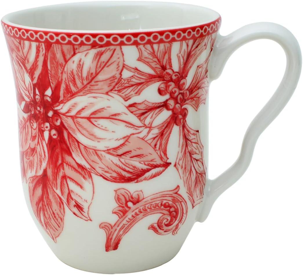 222 Fifth 222 Fifth Christmas Lane Red 16-Piece Porcelain Dinnerware Set - Service For 4, Plates, Bowls & Mugs