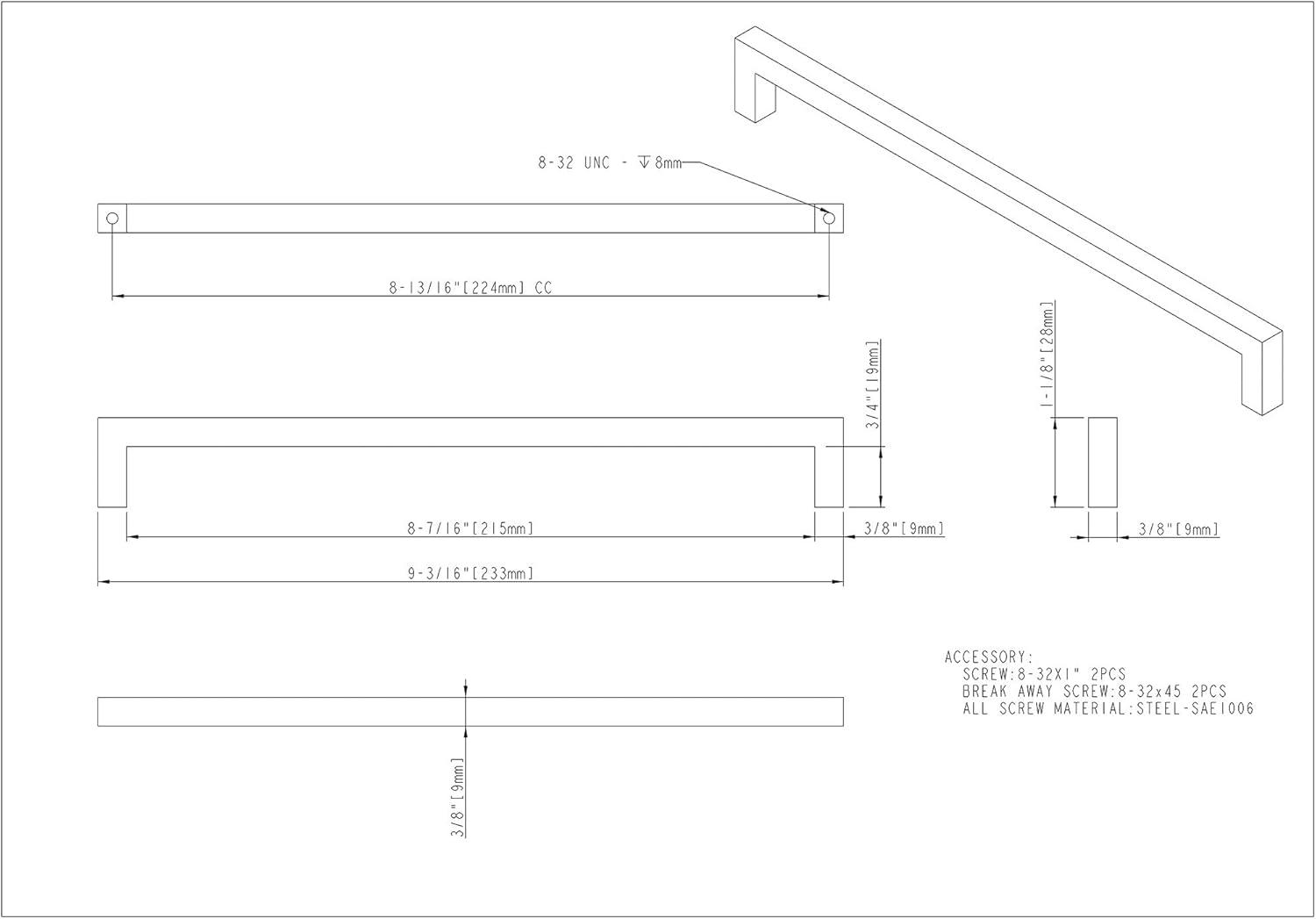 Stanton 8 4/5" Center to Center Bar Pull