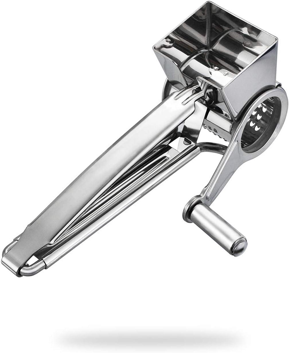 CAKVIICA Multipurpose Cheese Grater With 1 Stainless Steel Handheld Drums For Mozzerella Vegetables And More Ergonomic Design