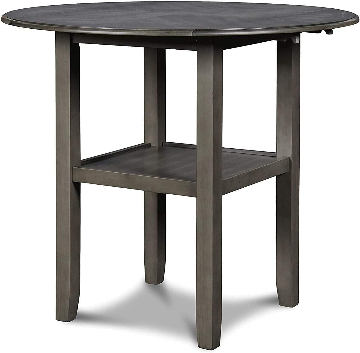 New Classic Furniture Furniture Gia Solid Wood Counter Drop Leaf Table 2 Chairs in Gray