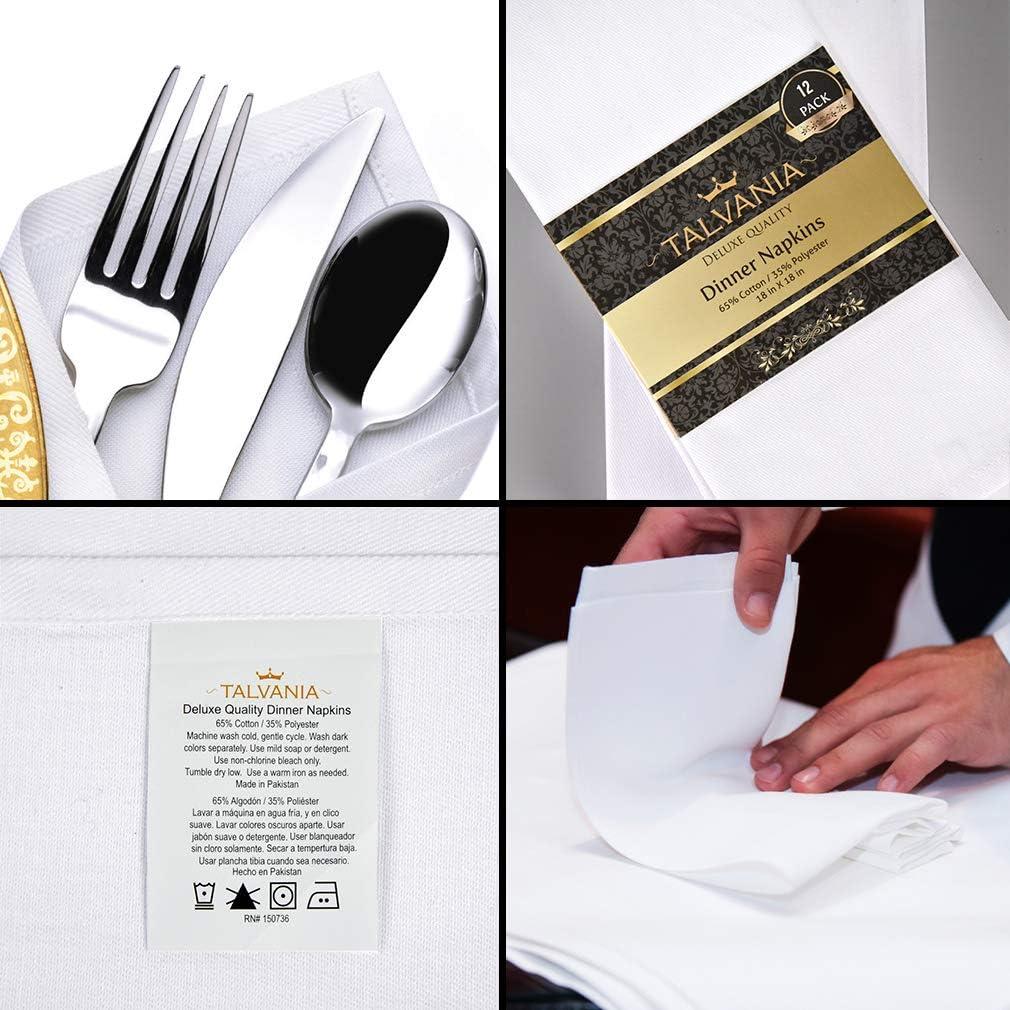 Set of 12 White Cotton Dinner Napkins 18x18"