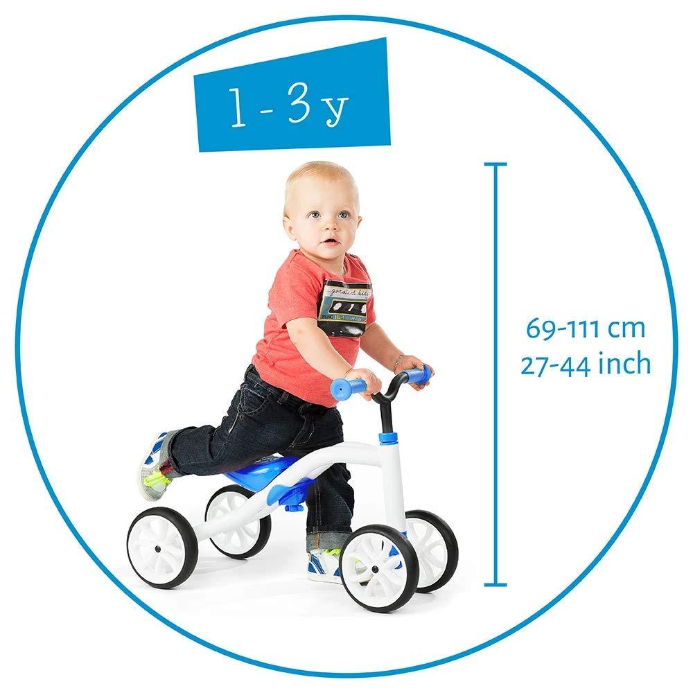 Chillafish Quadie stable 4-wheel grow-with-me ride-on with adjustable seat height, for kids 1-3 year, cookie storage in the seat, silent non-marking wheels, lime