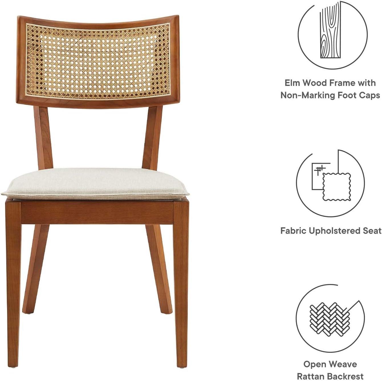 Modway Caledonia Fabric Upholstered Wood Dining Chair Set of 2