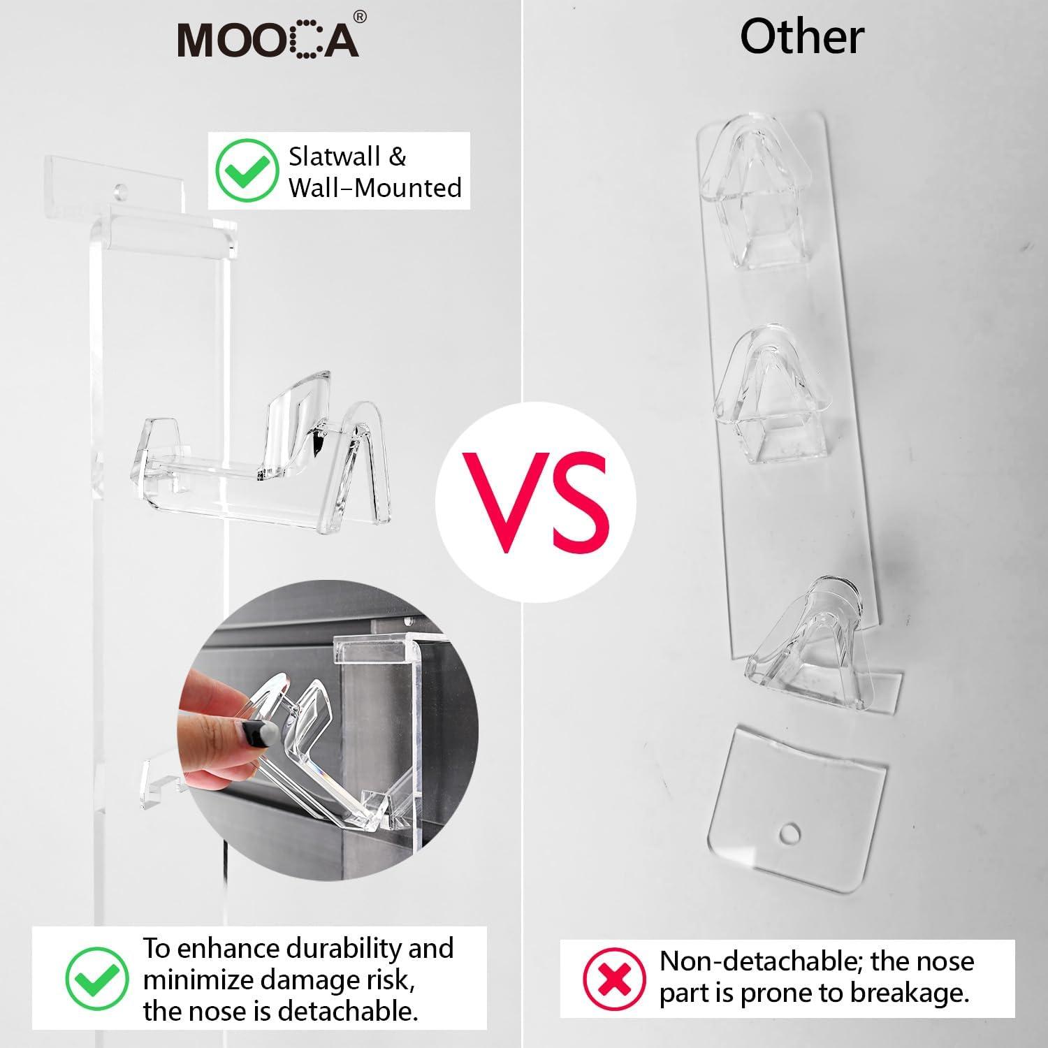 MOOCA Acrylic 5 Tier Slatwall & Wall-mounted Sunglasses Holder Organizer for Eyeglasses, Sunglasses, and Optical Glasses, Detachable Nose Features Enhance Portability & Durability