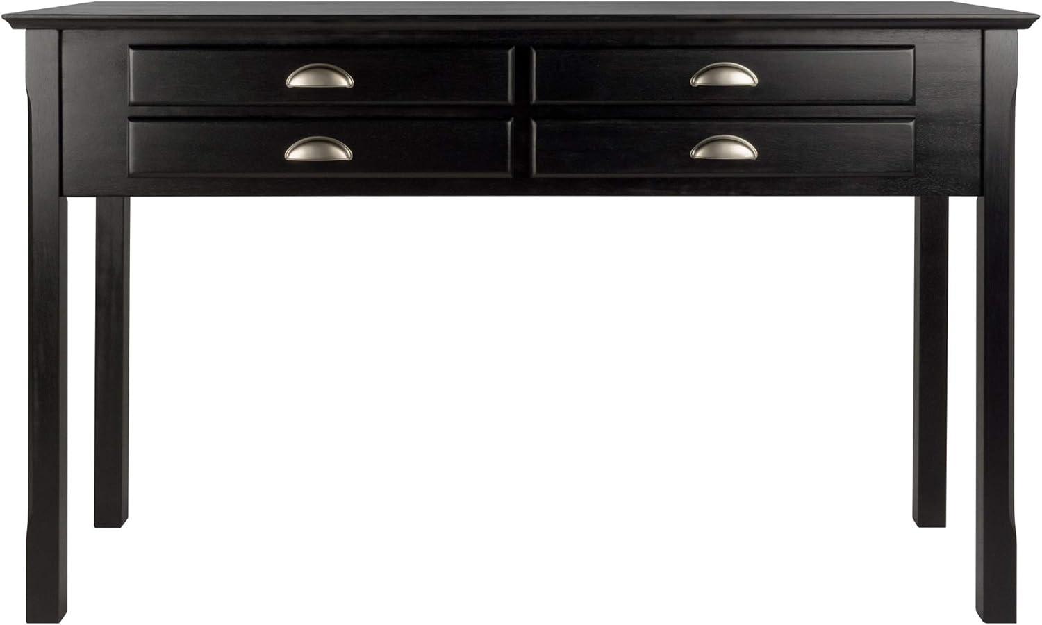 Winsome Wood Timber Console Table with Four Drawers, Black Finish