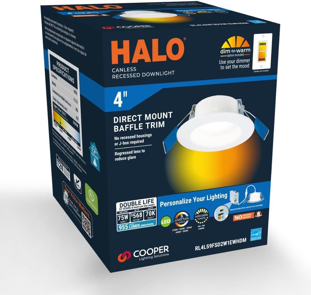 Halo RL4 Series Matte White 4 in. W LED Canless Recessed Downlight 8.7 W