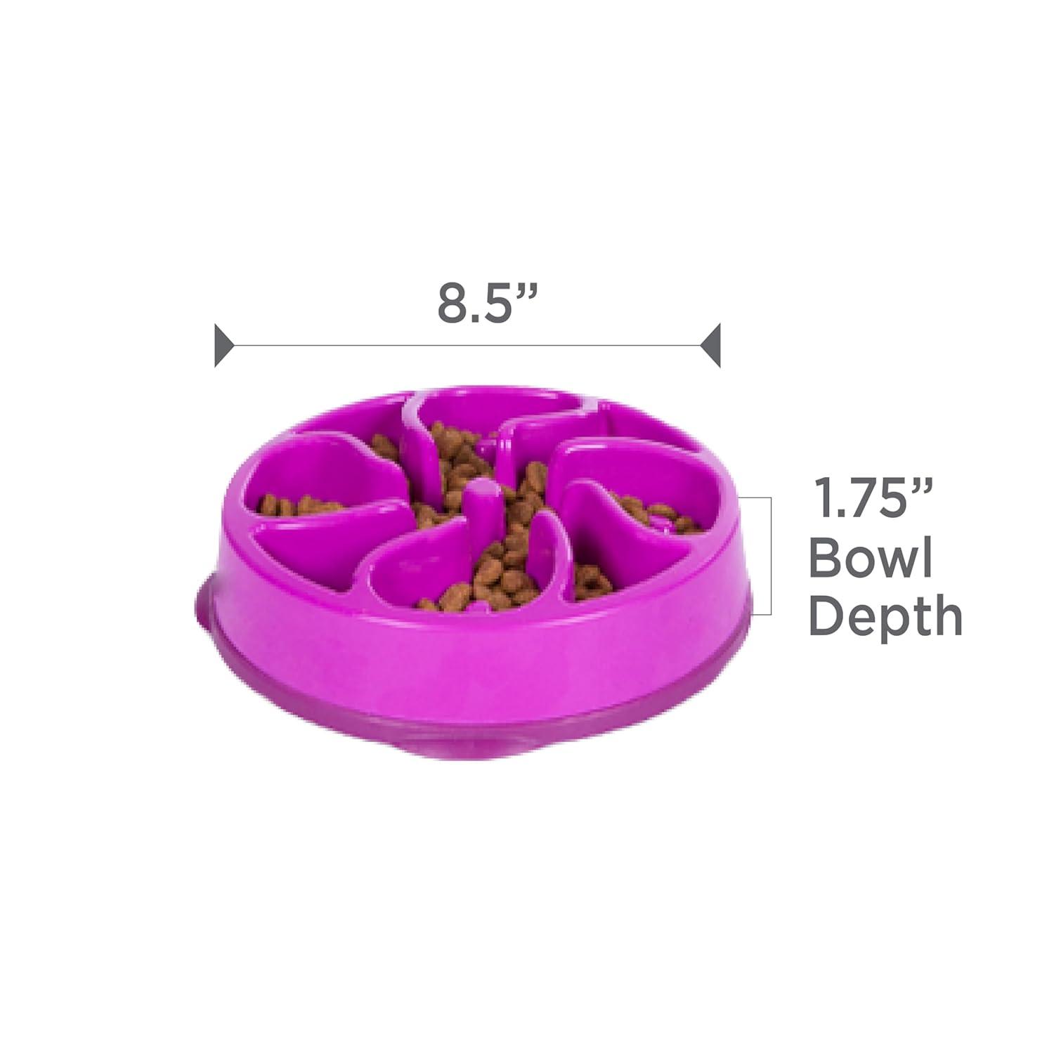 Outward Hound Fun Feeder Slo Bowl, Medium Slow Feeder Dog Bowl, 2 Cups, Purple