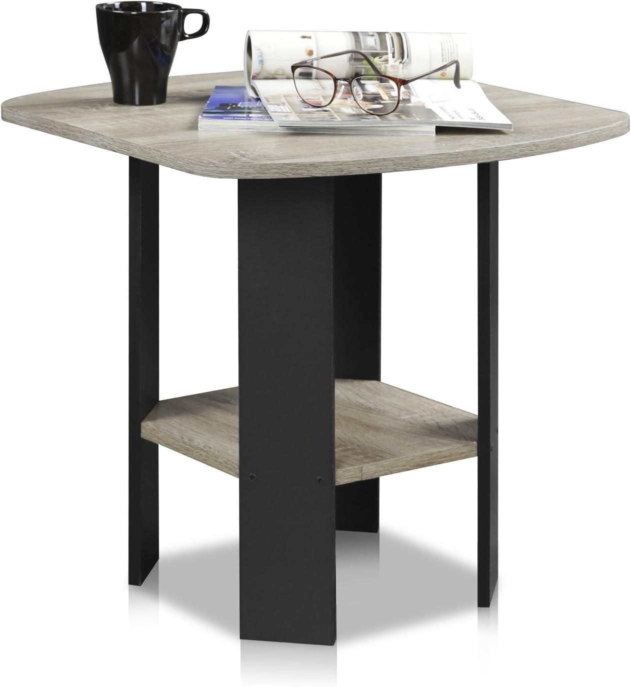 Furinno Simple Design End/SideTable, French Oak/Black