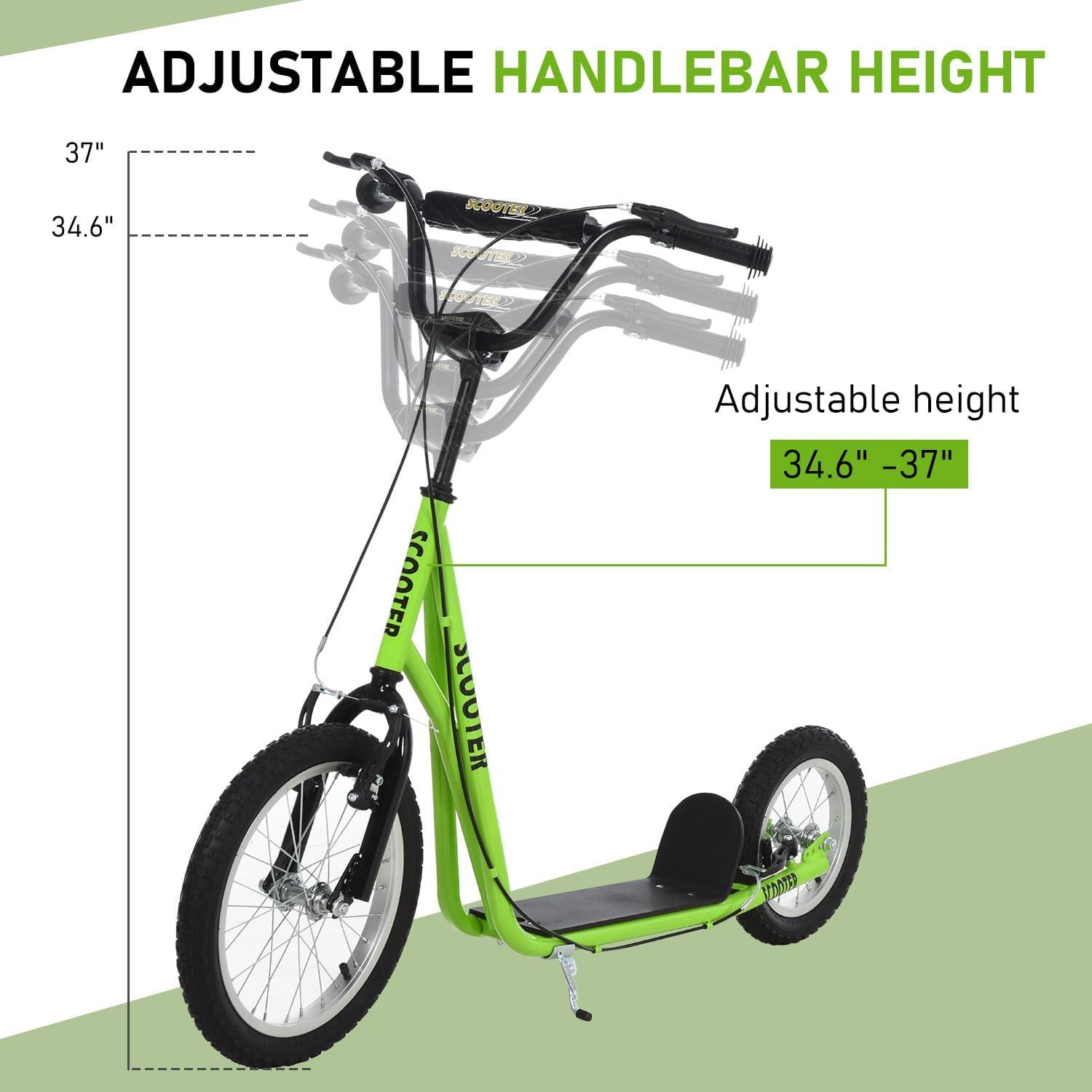 Green Adjustable Steel Frame Youth Kick Scooter