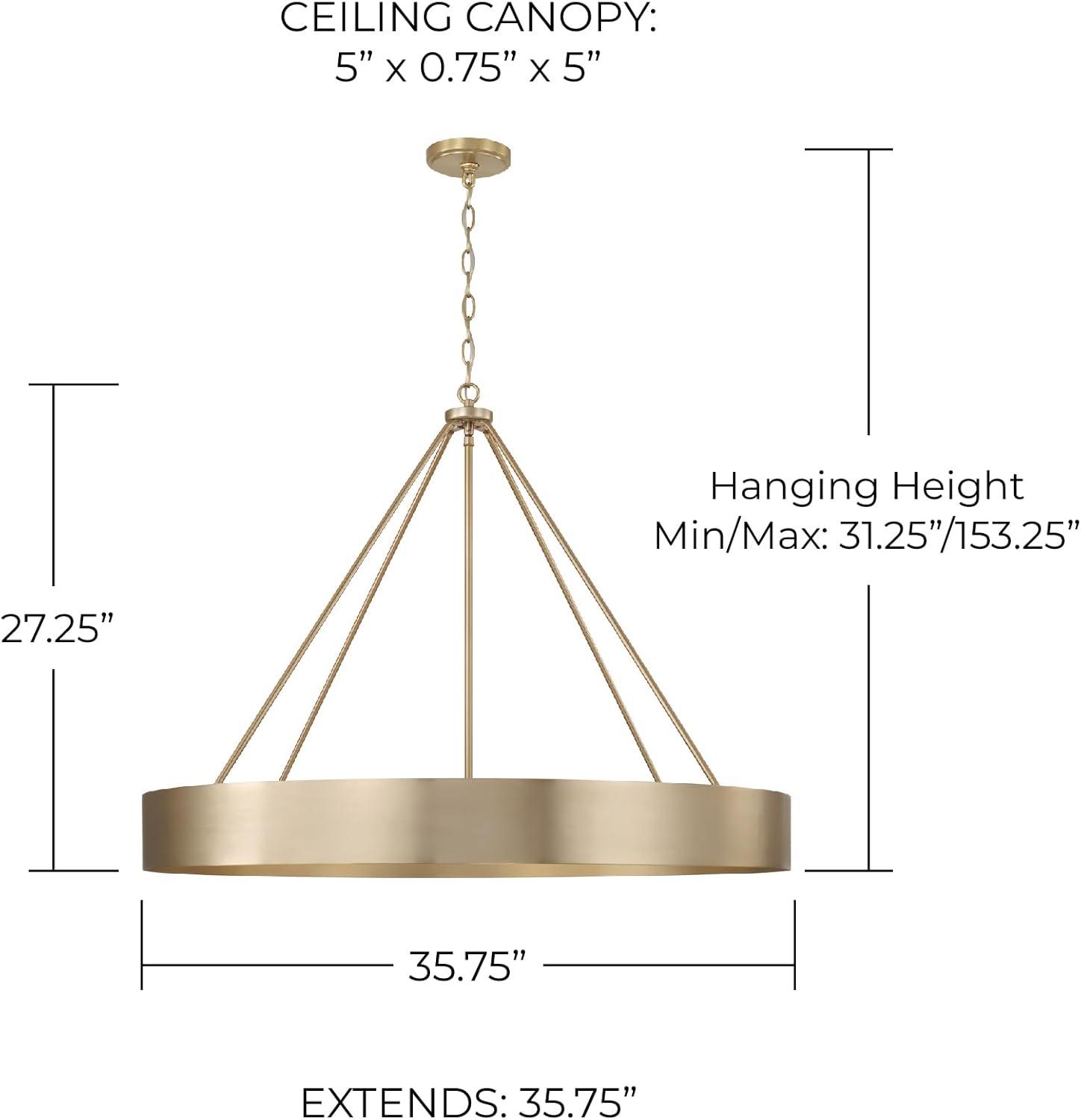 Matte Brass 6-Light Cylindrical Chandelier