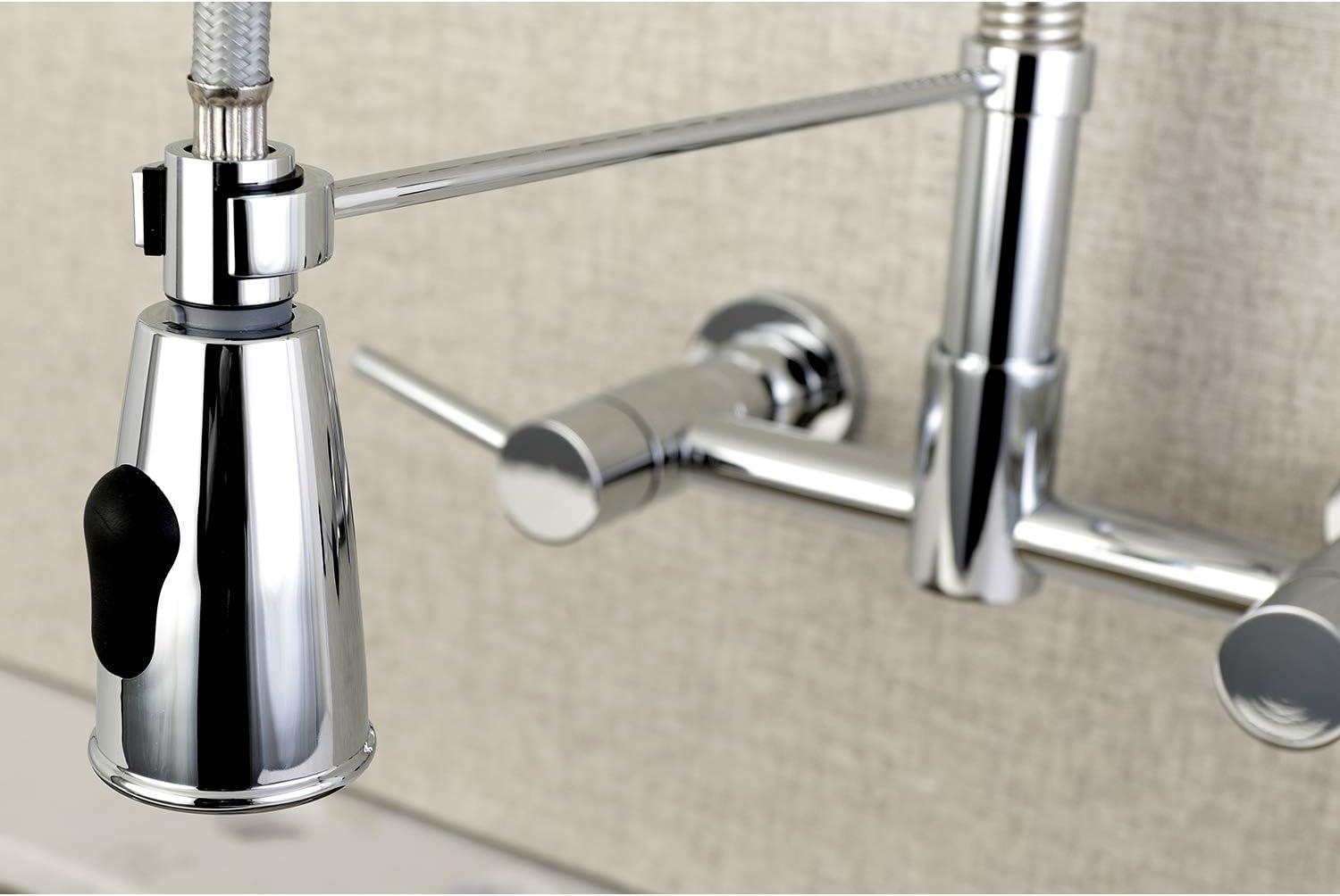 Concord Polished Chrome Dual Handle Wall-Mount Pull-Down Faucet