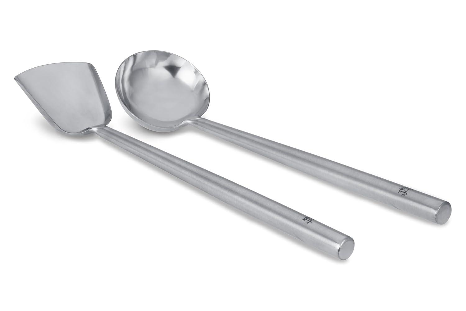 Craft Wok s/s Ladle and Spatula (Turner) Stainless Set with Stainless Handles for Asian Chinese Woks Traditional / 732W326