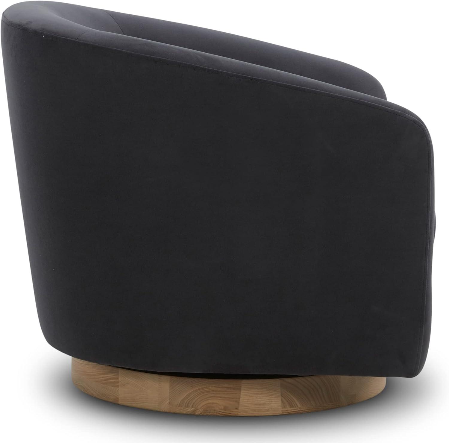 Nereus Gray Velvet Swivel Accent Chair with Arms and Wood Base