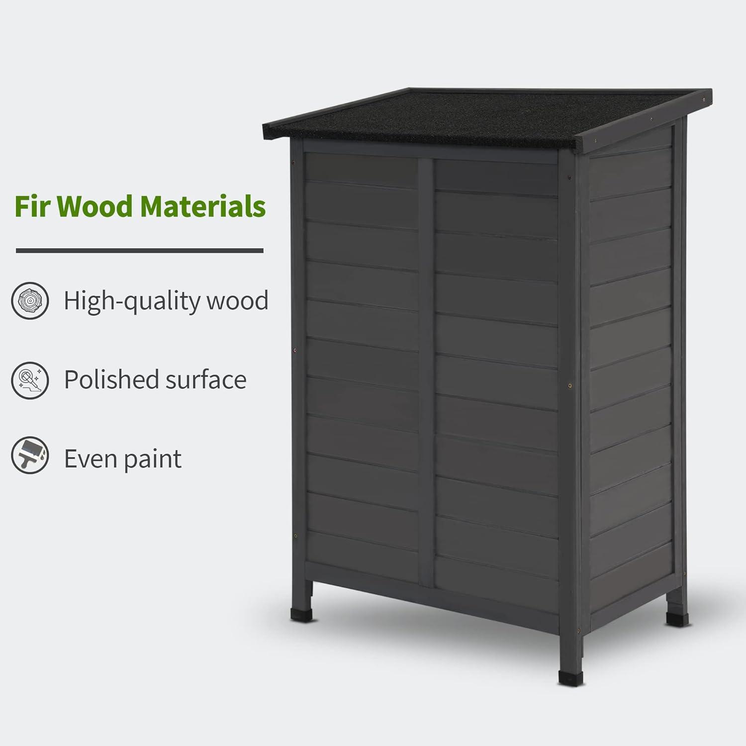 MCombo 24.6 in. W x 18 in. D Outdoor Wood Storage Cabinet，Garden Wooden Tool Shed with Double Doors