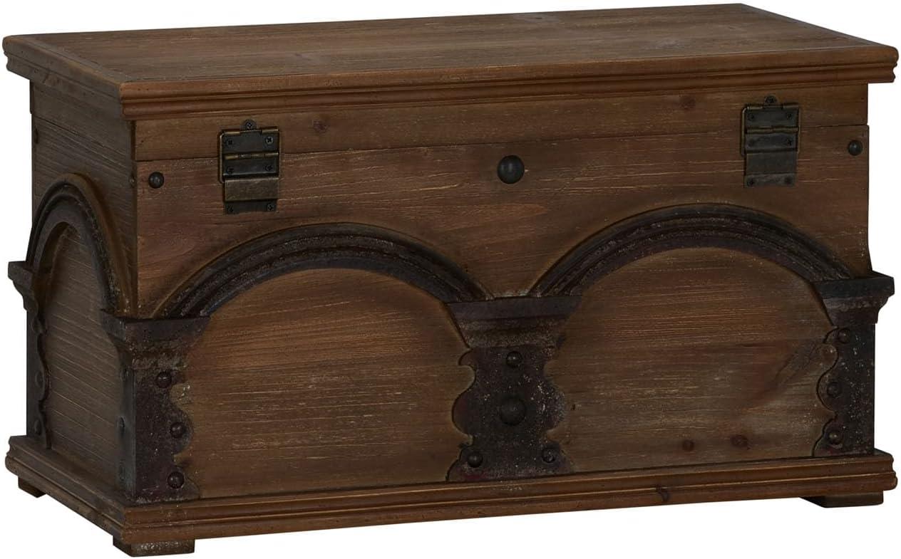 Household Essentials Small Wooden Arch Storage Trunk Brown