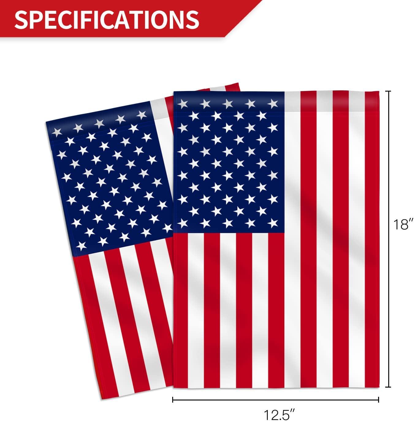 Double Sided Premium Garden Flag, US Garden Flag - USA American United States July 4th Independence Day Patriotic Decorative Yard Flags - Weather Resistant & Double Stitched - 18 x 12.5 Inch