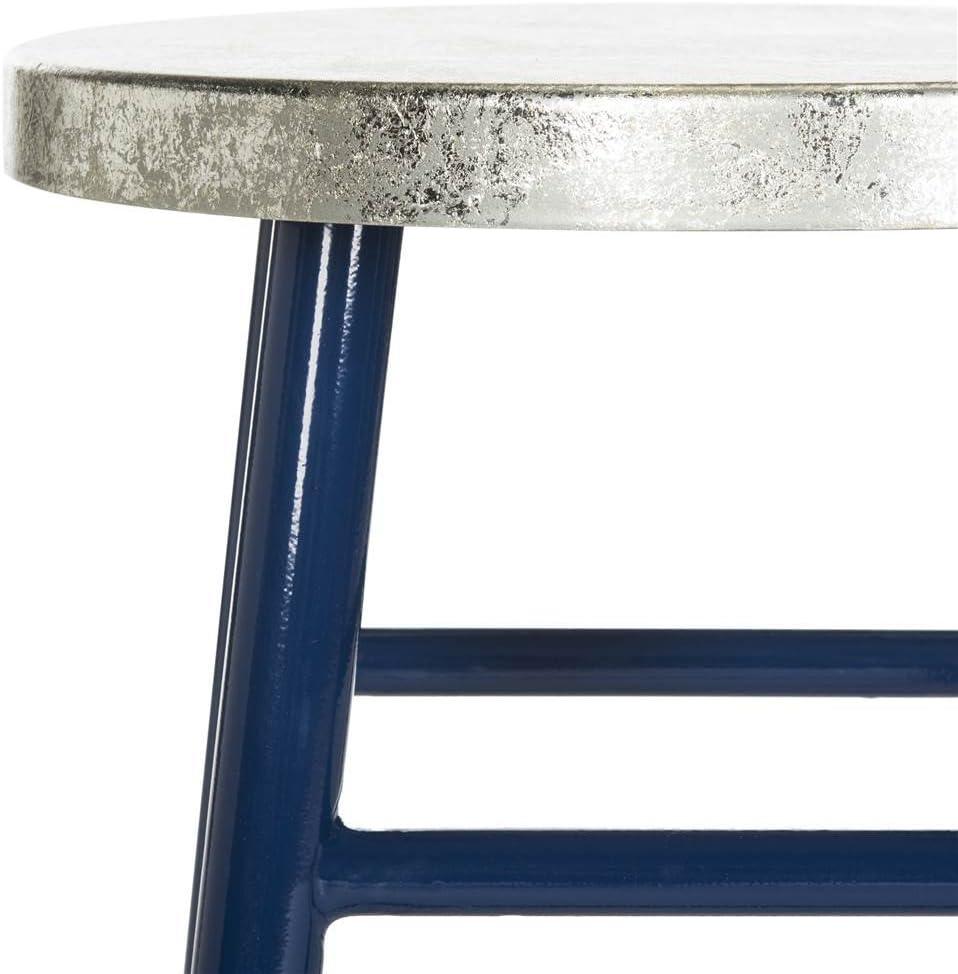 Kenzie Silver Dipped Counter Stool - FOX3211 - Navy/Silver - Safavieh Couture