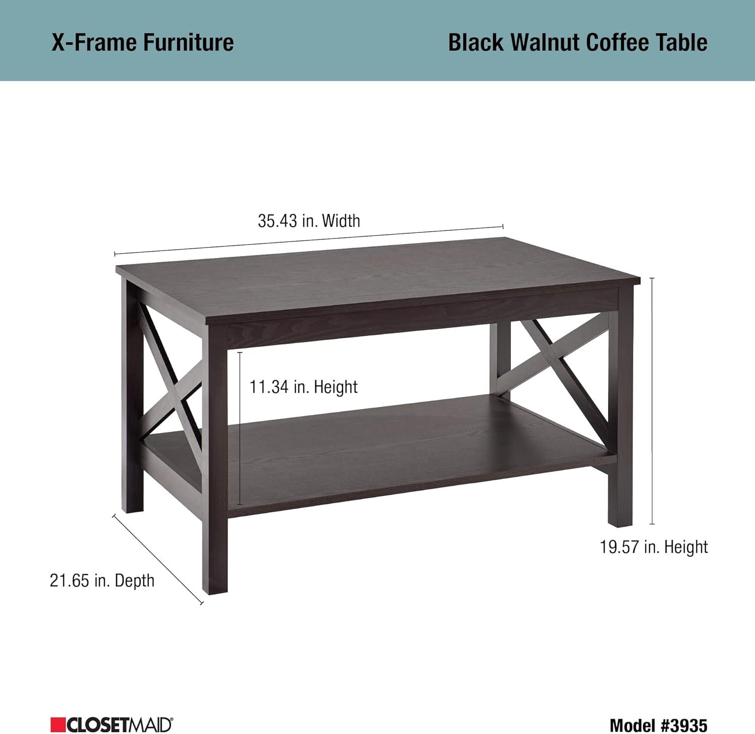 ClosetMaid X-Frame Furniture Two-Tier Coffee Table with Shelf